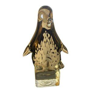 Vintage 2003 Joe Rice Penguin Glass Penguin Paperweight Figurine Black White